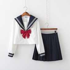 Японская школьная форма сине-белая с длинным рукавом
