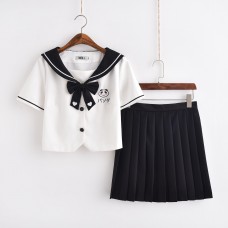 Японская школьная форма бело-тёмно-синяя с коротким рукавом