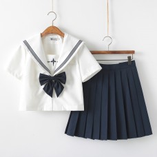 Японская школьная форма сине-белая с коротким рукавом